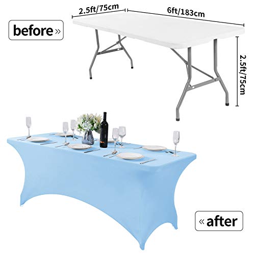 2Pack Spandex Table Cover for 6Ft or 4fT or 8ft Table Universal Fitted Stretch Tablecloth for Party (2 Count)