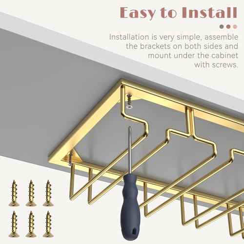 12 Row Wine Glass Rack Under Cabinet Large Capacity