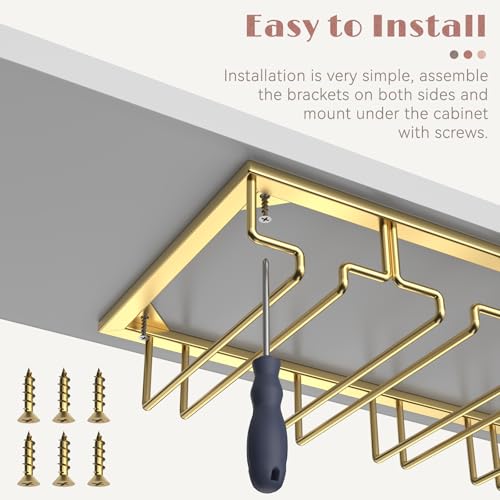 10 Row Wine Glass Rack Under Cabinet Large Capacity