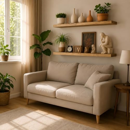 Wood Floating Shelves for Wall 60 inch Set of 2 (2 Count)