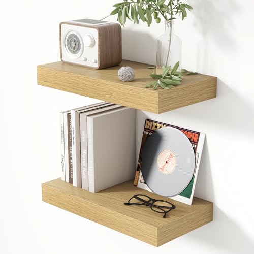 12 Inch Floating Shelves for Wall Oak Shelves Set of 2