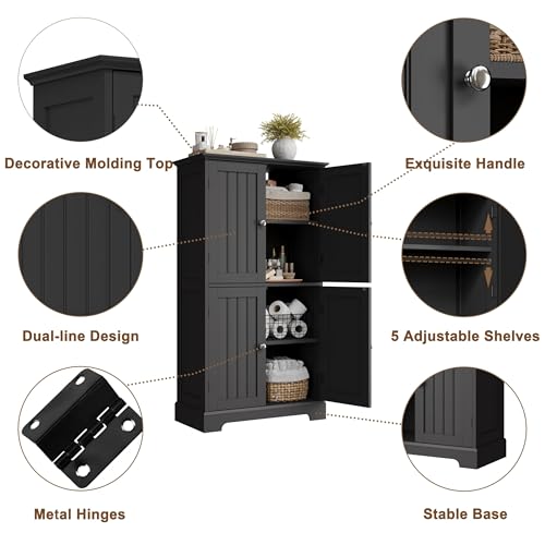 Bathroom Floor Cabinet with Adjustable Shelves