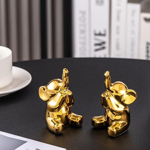 Pair of Small Gold Elephant Figurines (2 Count)