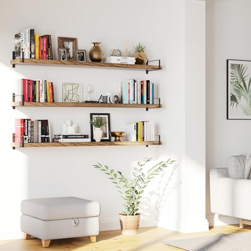 Toledo 60 inch Floating Shelf with Heavy Duty Bookend Brackets
