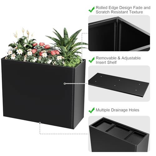 Metal Planter Box for Outdoor Plants 36" L x 12" W x 26" H
