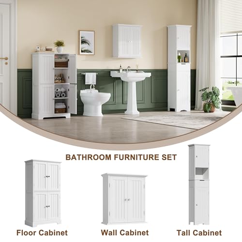 Bathroom Floor Cabinet with Adjustable Shelves