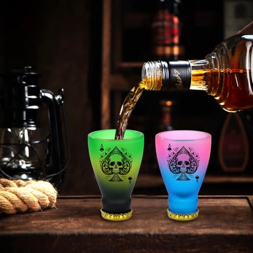 Spades Skull Pattern Glass Shot Glasses (2 Count)