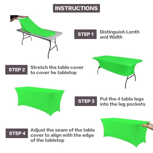 2 Pack 4FT Table Cloth for Rectangular Spandex Green Table Cover (2 Count)