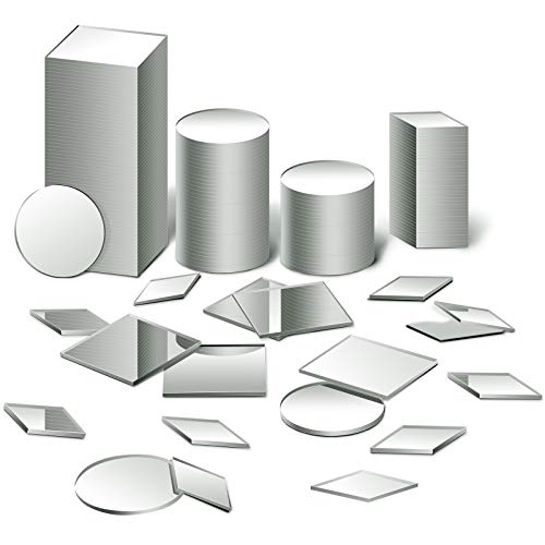 150 Pieces 1 Inch 3 Shapes Mirror Mosaic Tile Small Round Diamond Square Mini Mosaic Mirrors DIY Craft Glass Decorative for Projects Crafts Supplies