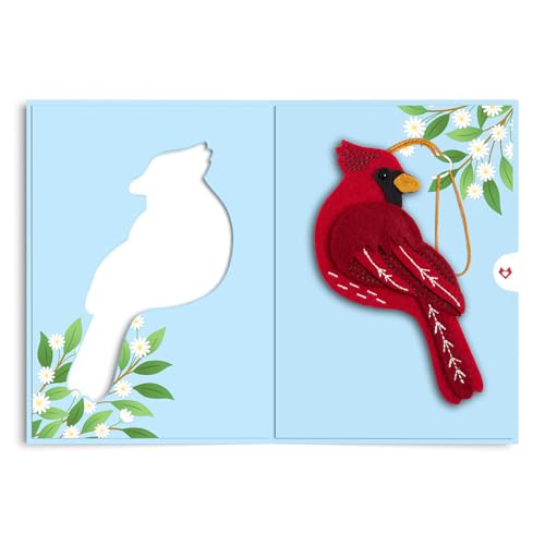 Cheerful Cardinal Felt Bird Keepsake Birthday & Everyday Card