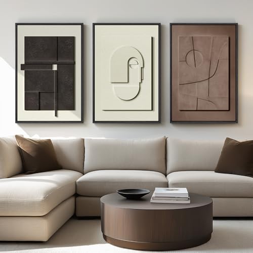 Large 3D Framed Abstract Wall Art Set (3 Count)