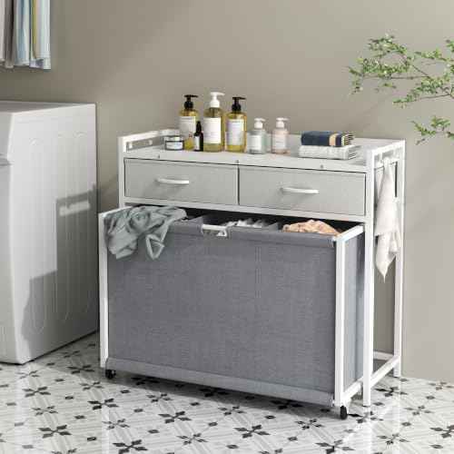 Laundry Hamper Laundry Basket with 3 Section Pull