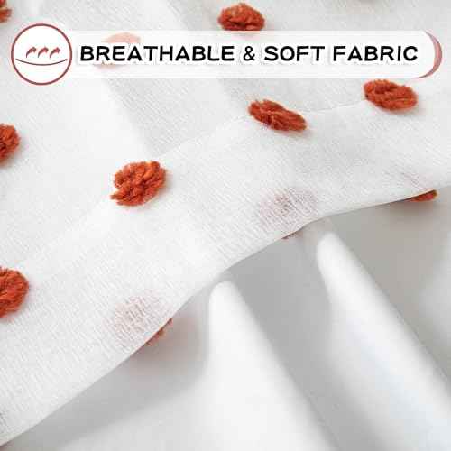 Boho Blackout Curtains 84 Inches Long for Bedroom 100% Room Darkening Curtain for Living Room Grommet Thermal Insulated Window Drapes with Terracotta Pom Pom Sheer 50W x 84L (2 Count)