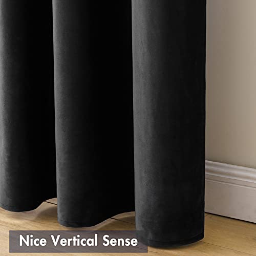 Black Blackout Velvet Curtains Drapes 63 Inch Long 52"x63" Bedroom (2 Count)