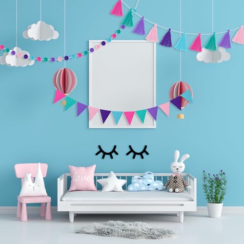 4 Pcs 9.8 ft Pom Pom Garland for Classroom Bulletin Board (4 Count)