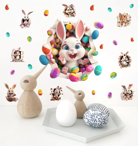 Large 3D Easter Bunny Wall Stickers (25 Count)