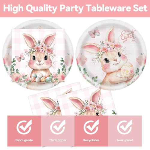 40Pcs Easter Paper Plates and Napkins Party Supplies (40 Count)