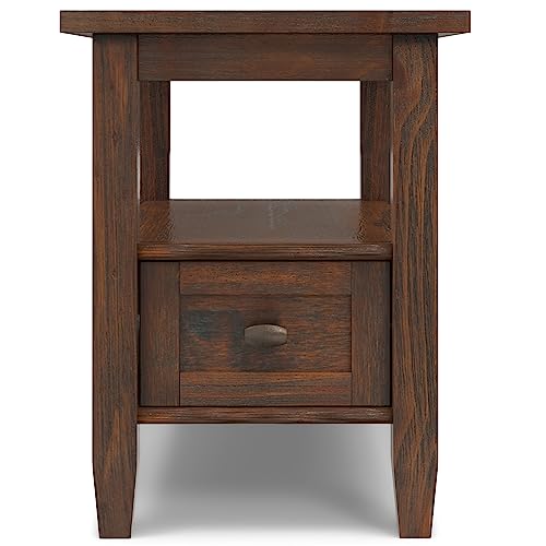 Warm Shaker 14" Wide Solid Wood End Table in Charcoal Brown