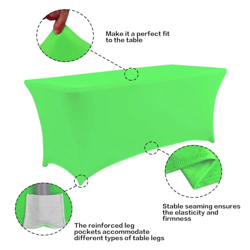 2 Pack 4FT Table Cloth for Rectangular Spandex Green Table Cover (2 Count)