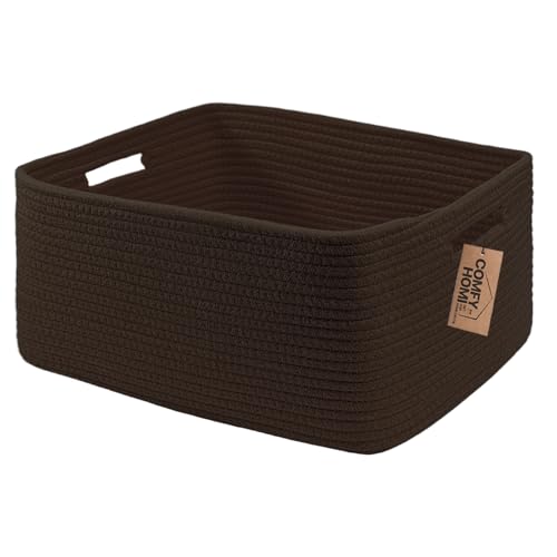Cotton Rope Woven Basket with Handles for Shelves