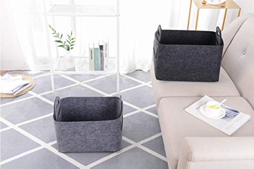 Storage Basket Felt Storage Bin Collapsible& Convenient Box Organizer with Carry Handles for Office Bedroom Closet Babies Nursery Toys Laundry