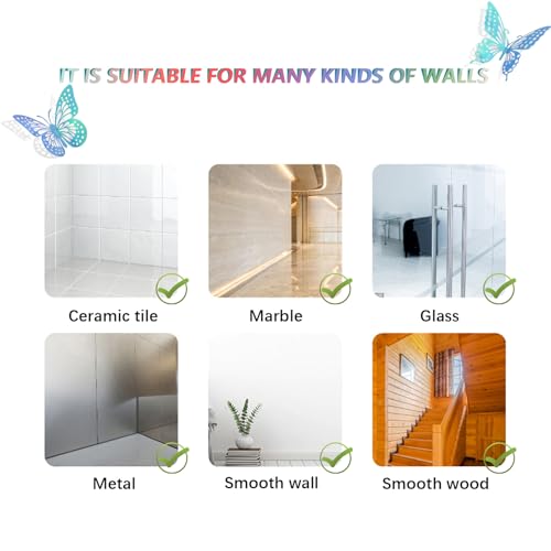 3D Butterfly Wall Decor 48 Pcs Laser Blue Butterfly Decorations (48 Count)