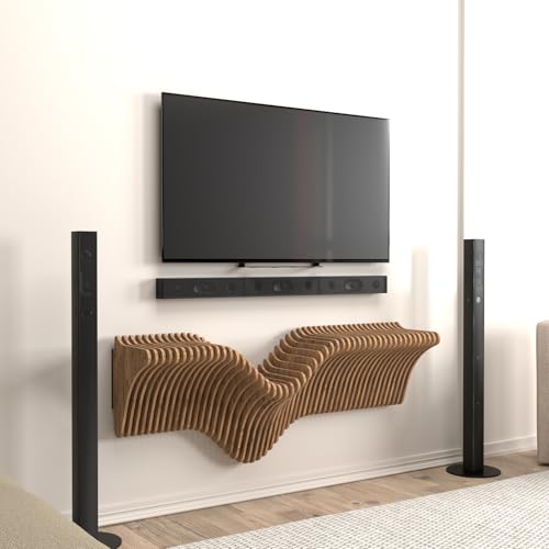 Parametric 40" Floating Shelf Modern Geometric 3D Wavy Wooden Wall Piece