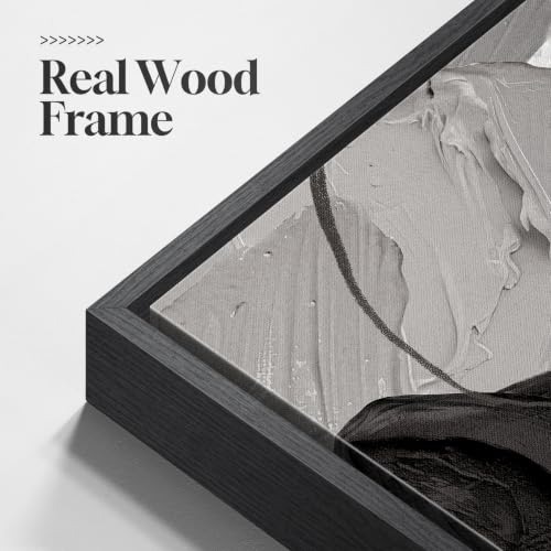 Extra Large Framed Black and White Neutral Abstract Wall Art Vertical 40x60