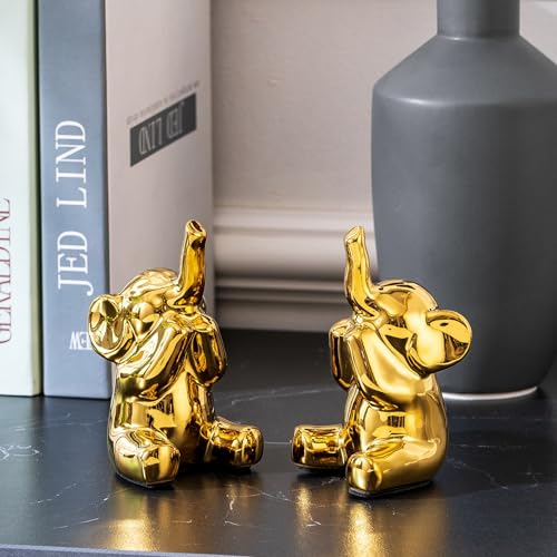 Pair of Small Gold Elephant Figurines (2 Count)