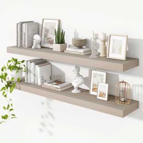 Floating Shelves 55.1" W x 10.3" D Grey Set of 2 (2 Count)