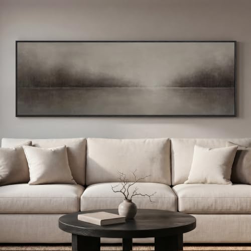Large Framed Moody Abstract Landscape Wall Art for Living Room