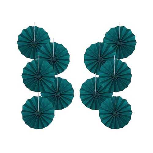 Green Birthday Decorations Dark Green Paper Fans Set Hanging Decor 8in (30 Count)