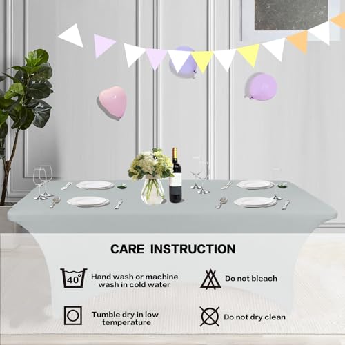 2 Pack 4FT Table Cloth for Rectangular Spandex Grey Table Cover (2 Count)