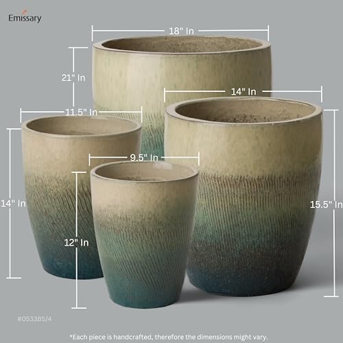 Emissary Bullet 9.5 in. Bayside Green Ceramic Round Planter