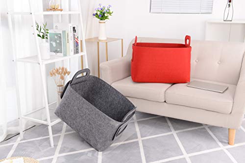 Storage Basket Felt Storage Bin Collapsible& Convenient Box Organizer with Carry Handles for Office Bedroom Closet Babies Nursery Toys Laundry