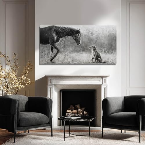 Dog Wall Picture Contemporary Canvas Wall Art Animal Wall Paintings 24"x48" Wall Prints for Living Room Pictures for Office