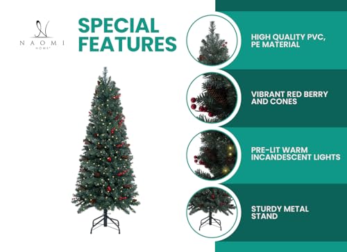 Belen 7.5ft Pencil Christmas Tree Prelit pre