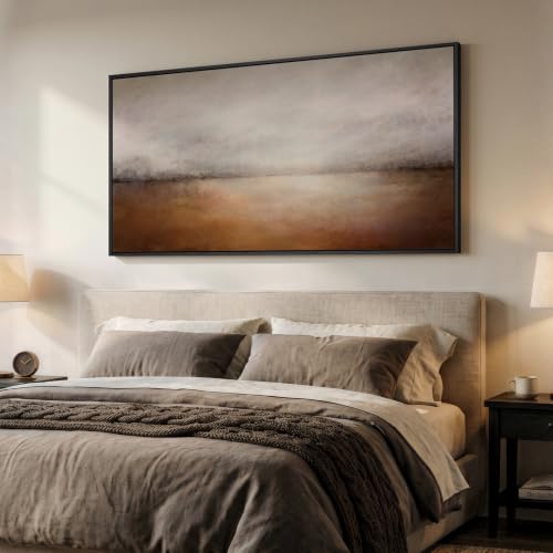 Large Framed Brown Abstract Landscape Wall Art for Living Room