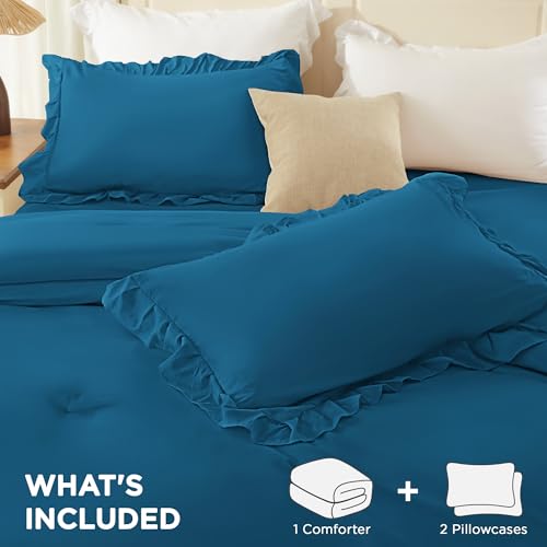 Teal Ruffle California King Comforter Set