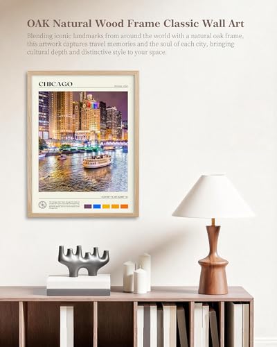 12x16IN Chicago Cityscape Framed Wall Art Urban Wall Decor 1Pack