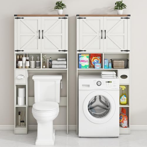 Over The Toilet Storage Cabinet with 2 Barn Doors