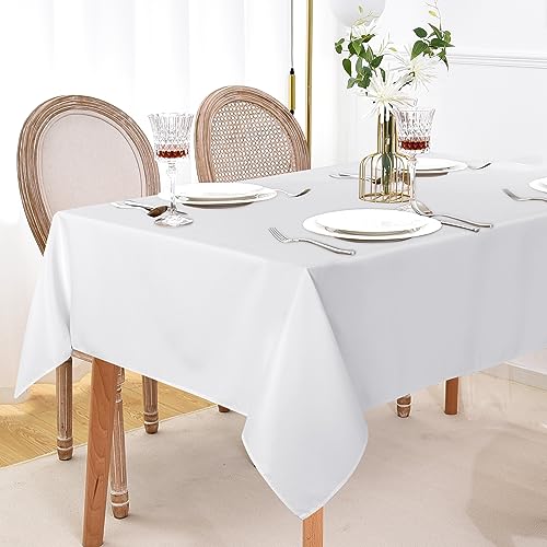 6 Pack White Rectangle Tablecloth (6 Count)