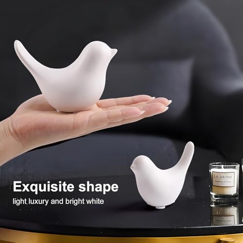 Small White Birds Statues Home Decor Modern Style Decorative Ornaments for Living Room Decor (2 Count)