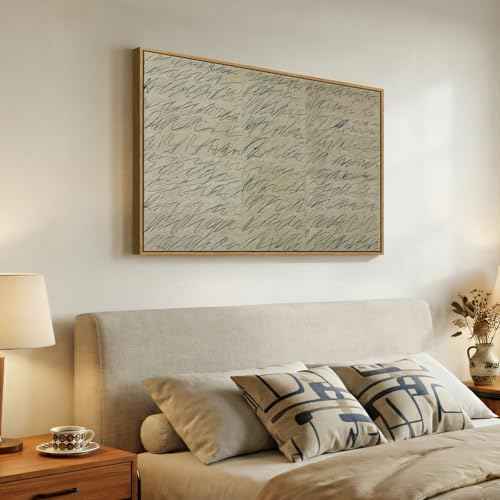 Framed Neutral Modern Beige Abstract Line Wall Art