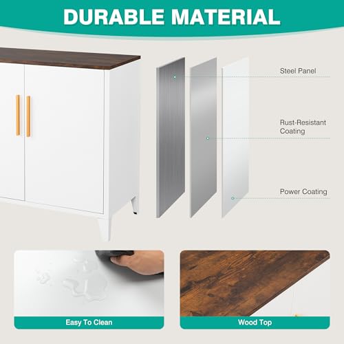 White Storage Cabinet with Doors and Shelves