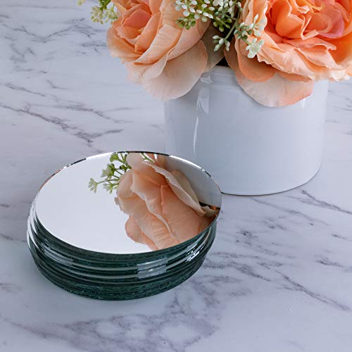 Round 4" Inch Glass Mirror Tiles Circles for DIY Arts & Crafts Projects (50 Count)
