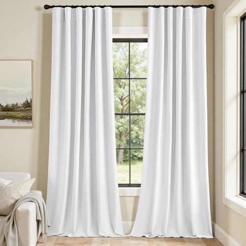 100% Blackout Back Tab Pleat Linen Curtains 50" Wx102 L (2 Count)