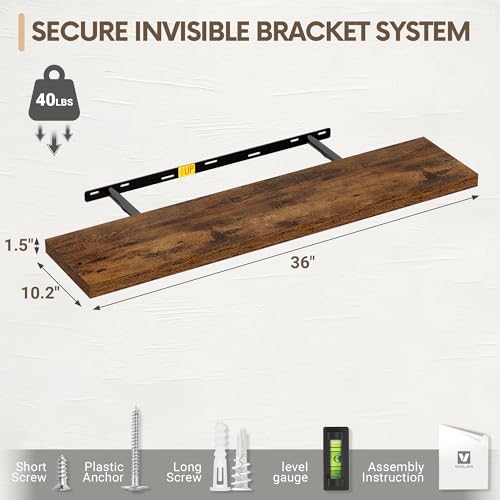 36" Floating Shelves 10 inch Deep (2 Count)