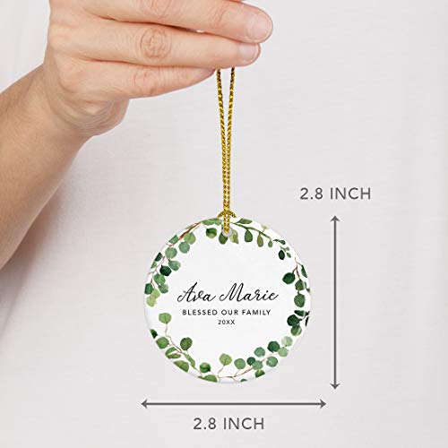 Personalized Round Ceramic Porcelain Christmas Ornament Keepsake Adoption New Baby Gift