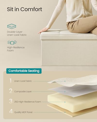 43.3 Inches Folding Storage Ottoman Bench